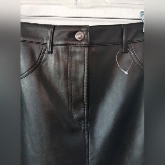 Max Studio Womens Faux Leatherette Longskirt Size M Black Great pre worn conditi - Picture 6 of 10